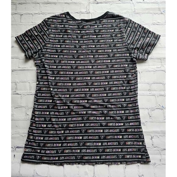 Guess Los Angeles Women’s T-Shirt Size S – Black Multi Logo Print Short Sleeve - Picture 7 of 7